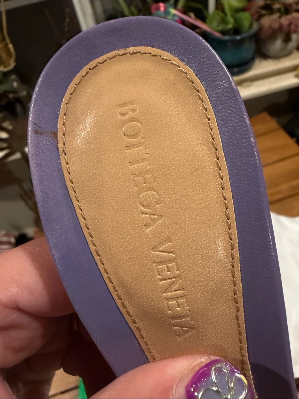 Bottega Veneta Purple Leather Square-Toe Slip-On Mules - Picture 2 of 7